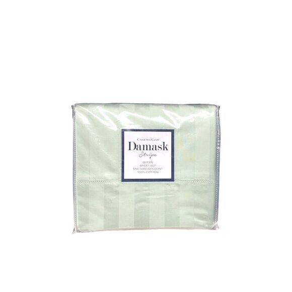CHARTER CLUB Damask Queen Sheet Set Light Green - Picture 1 of 6